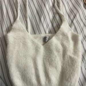 Thatssofetch cream fuzzy crop top